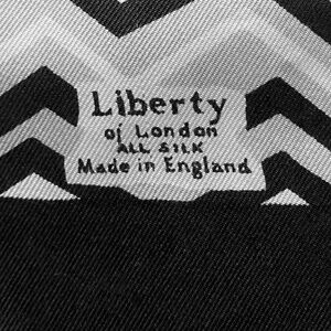 Vintage Liberty of London Silk Scarf - Black & White Chevron Print w OG package